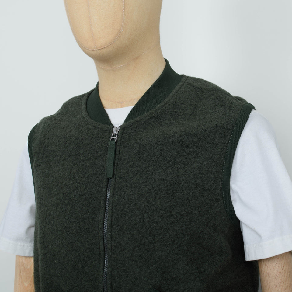 Universal Works Wool Fleece Zip Waistcoat - Olive