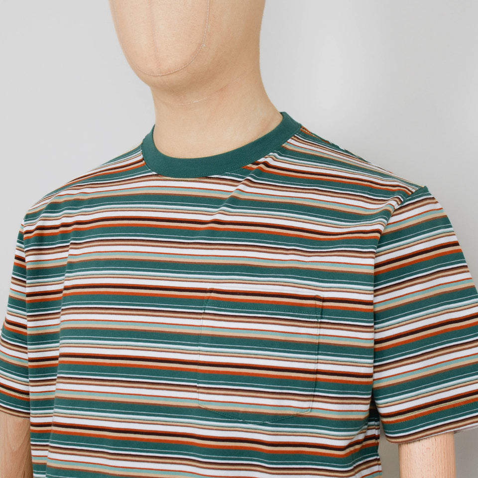 Beams Plus Pocket Tee Multi Stripe - Green