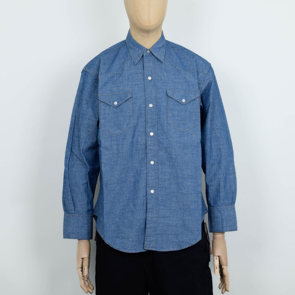 Orslow Relax Chambray Western Shirt - Chambray Blue