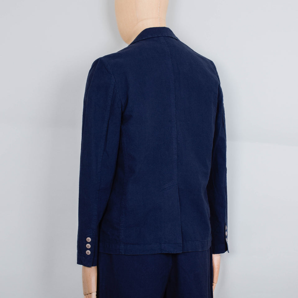 Folk Cotton Linen Blazer - Soft Navy