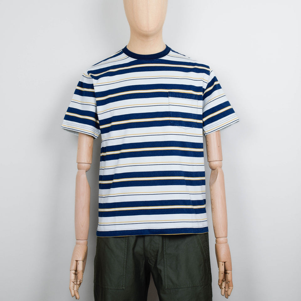 Beams Plus Pocket Tee - Stripe Indigo