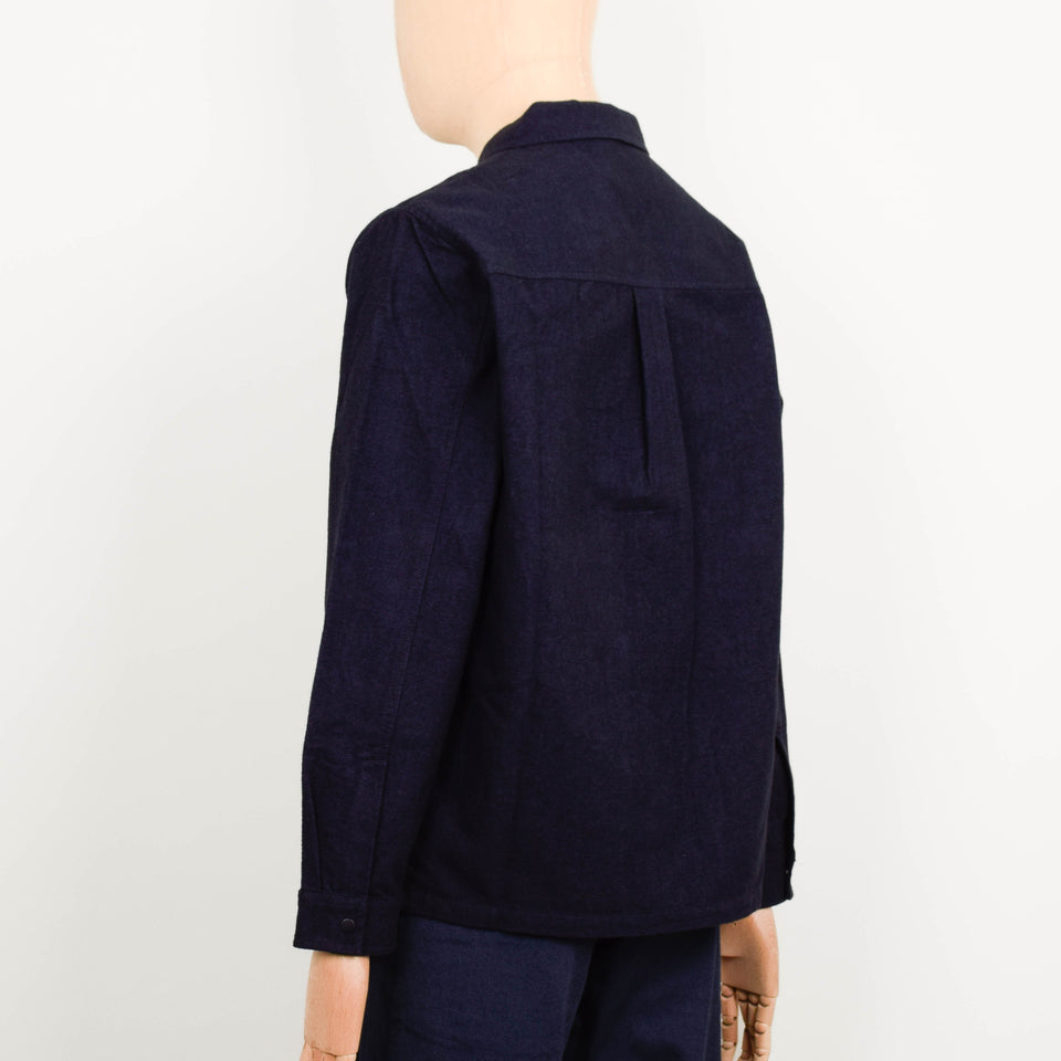 Folk Patch Overshirt - Navy Lightweight Moleskin