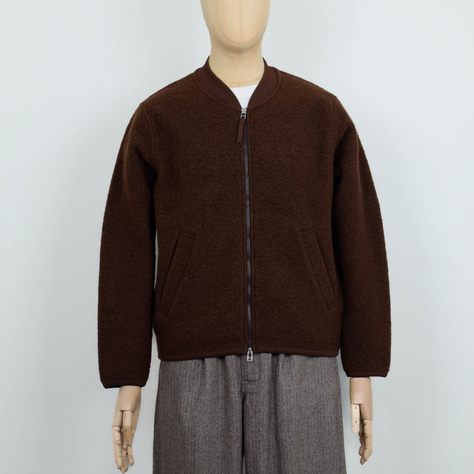 Universal Works Wool Fleece Zip Bomber Jacket - Cacao