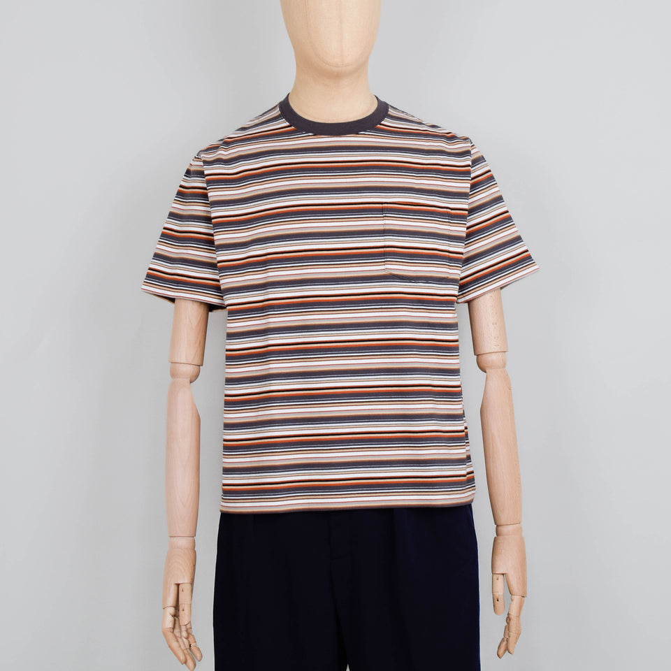 Beams Plus Pocket Tee Multi Stripe - Grey