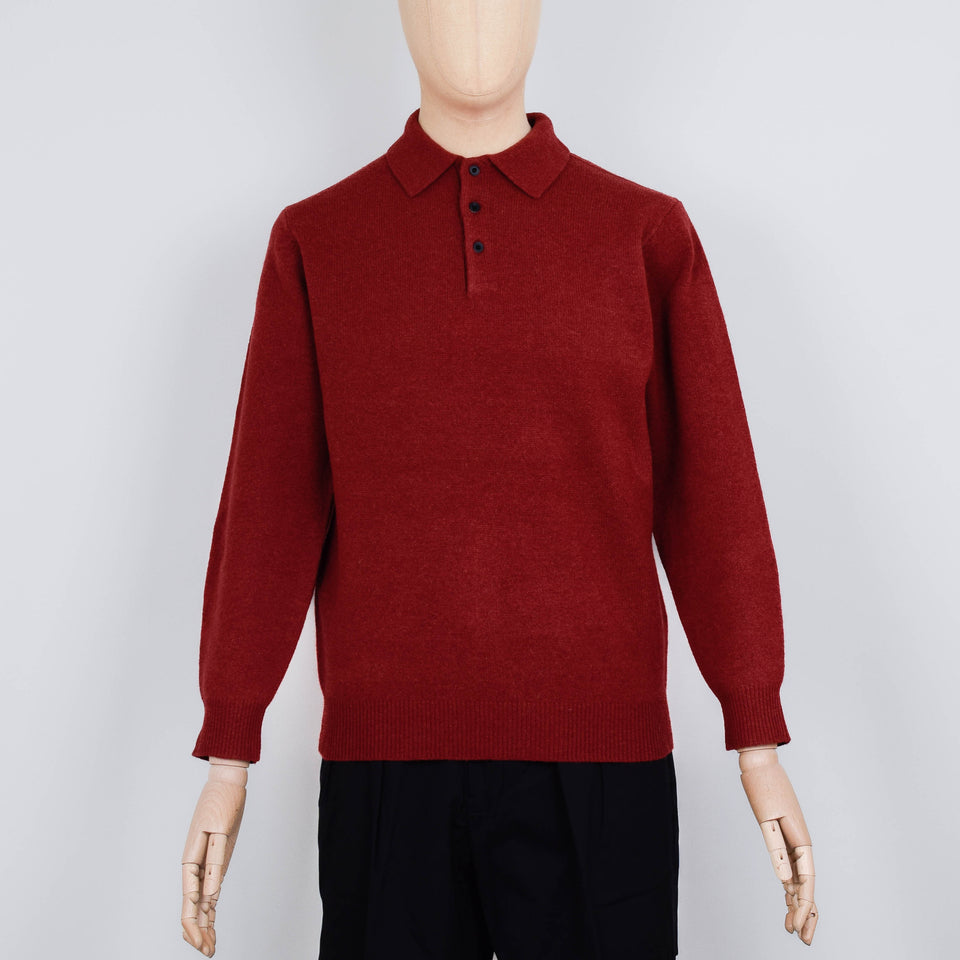 Beams Plus Knit Polo 9G - Burgundy