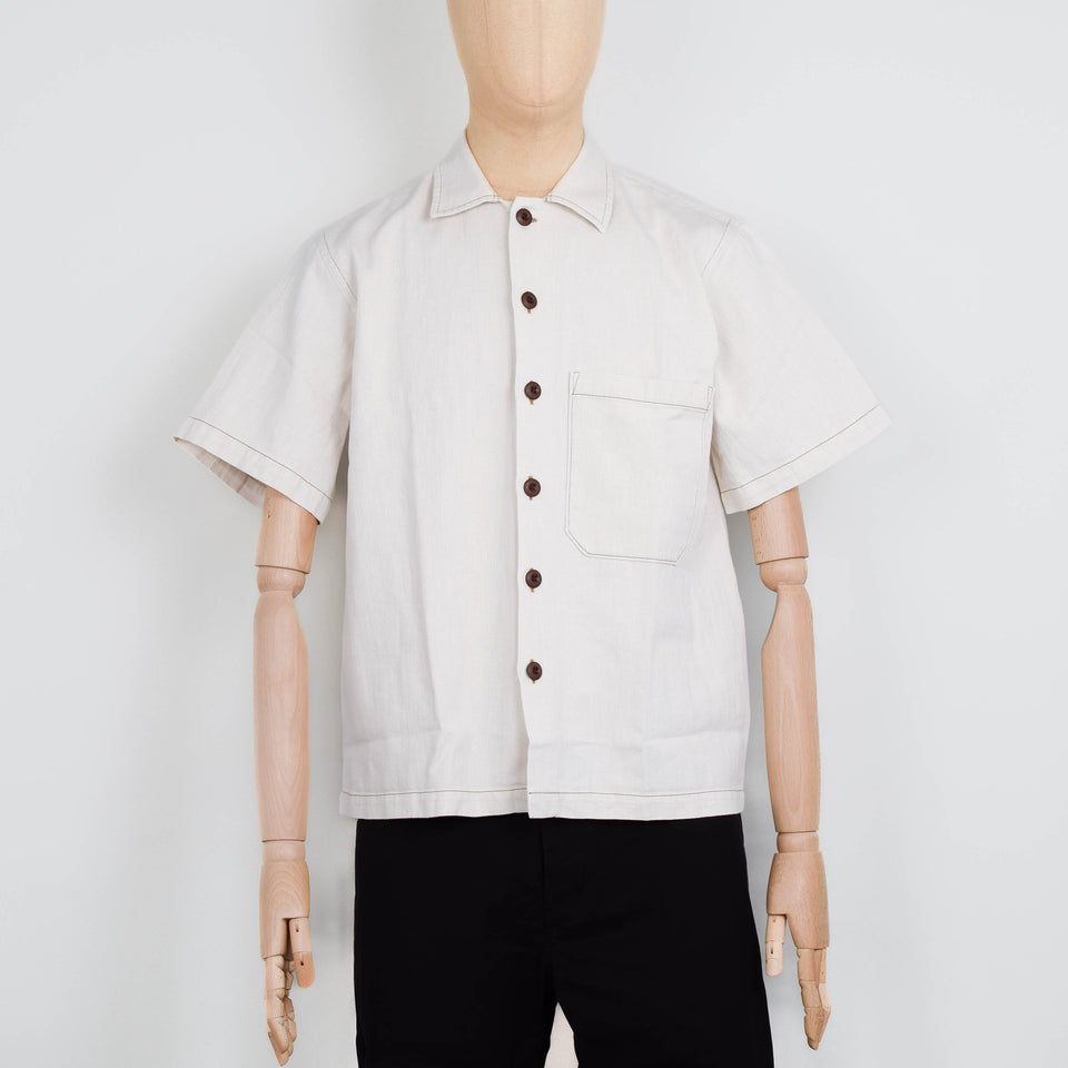 Universal Works S/S Fatigue Shirt Koko Cotlin - Ecru