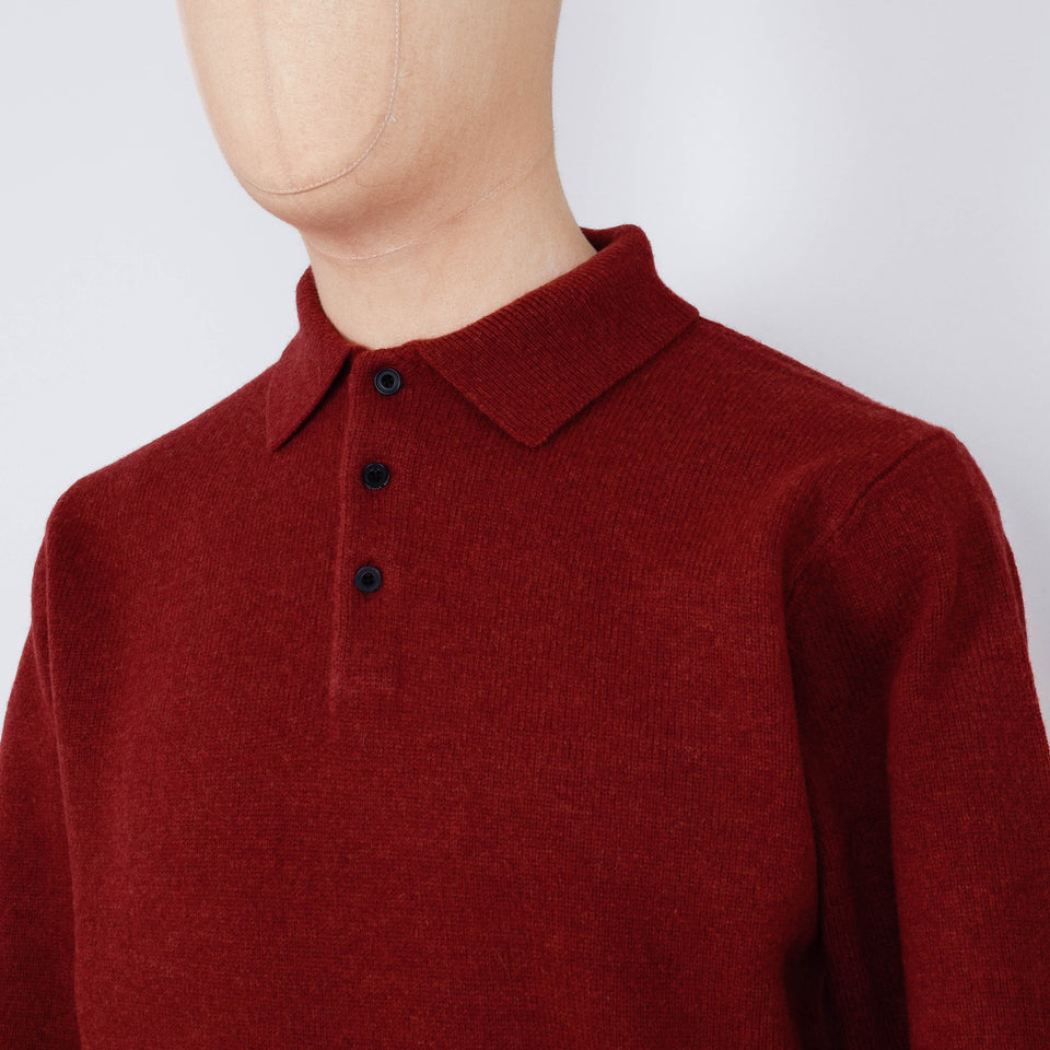 Beams Plus Knit Polo 9G - Burgundy