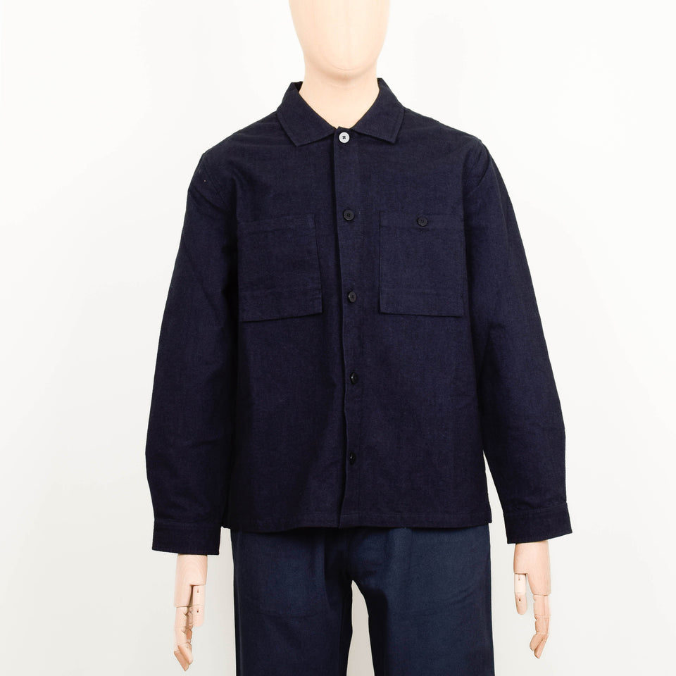 Folk Patch Overshirt - Navy Lightweight Moleskin