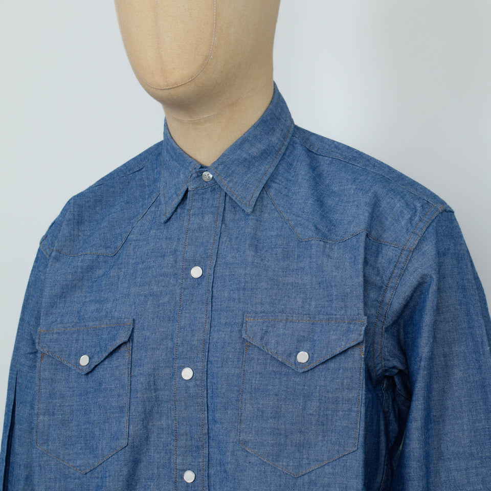 Orslow Relax Chambray Western Shirt - Chambray Blue