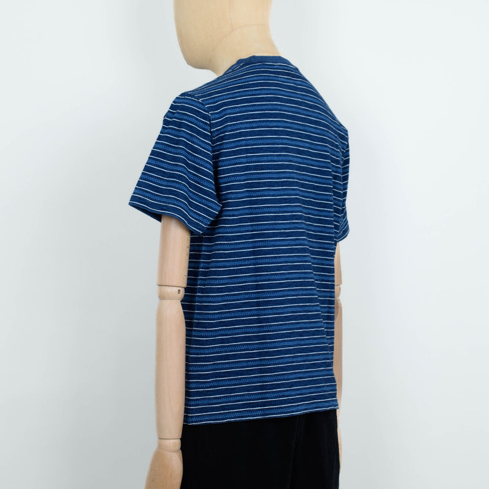 Beams Plus Pocket Tee Indigo Stripe - Navy