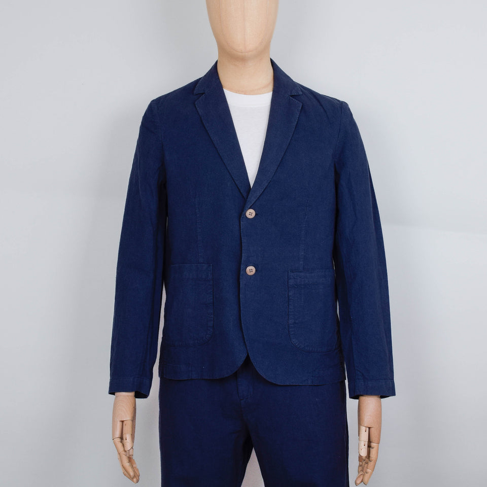 Folk Cotton Linen Blazer - Soft Navy