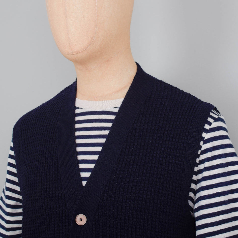 Folk Waffle Vest - Navy