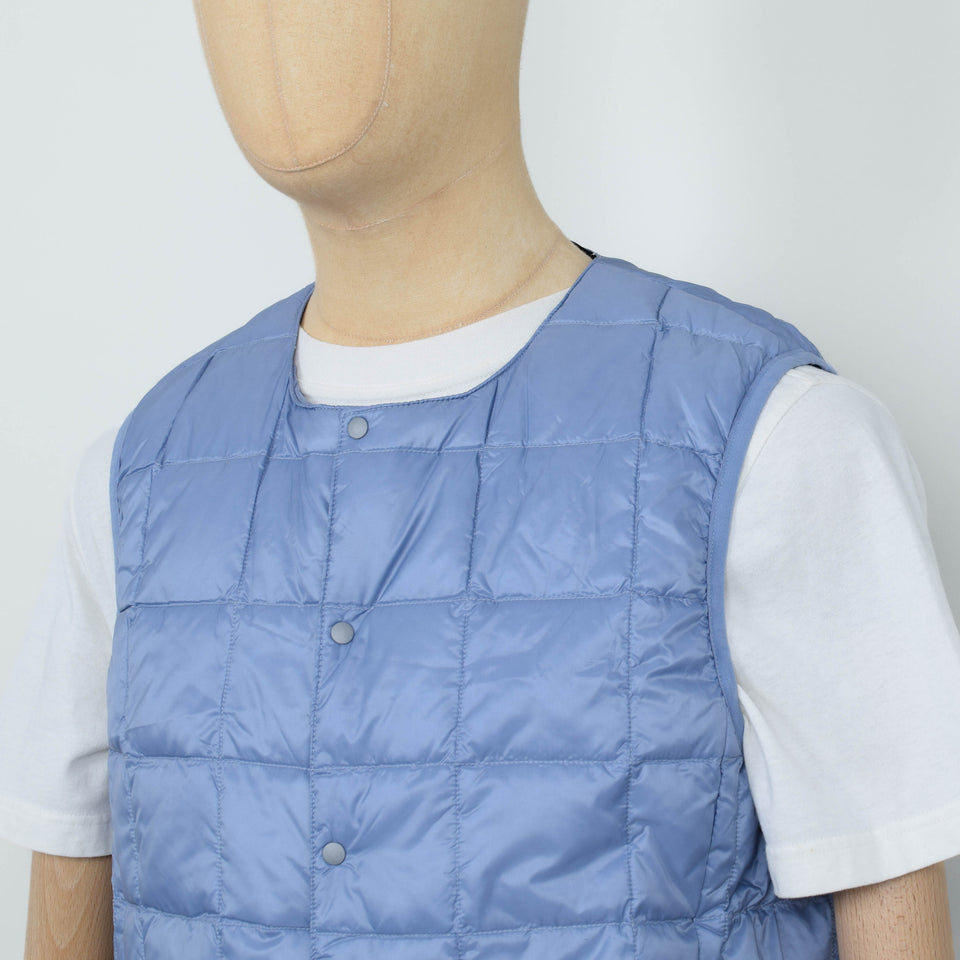 Taion 004 Crew Neck Button Down Vest - Stone Blue