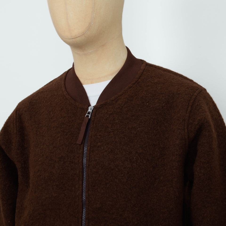 Universal Works Wool Fleece Zip Bomber Jacket - Cacao