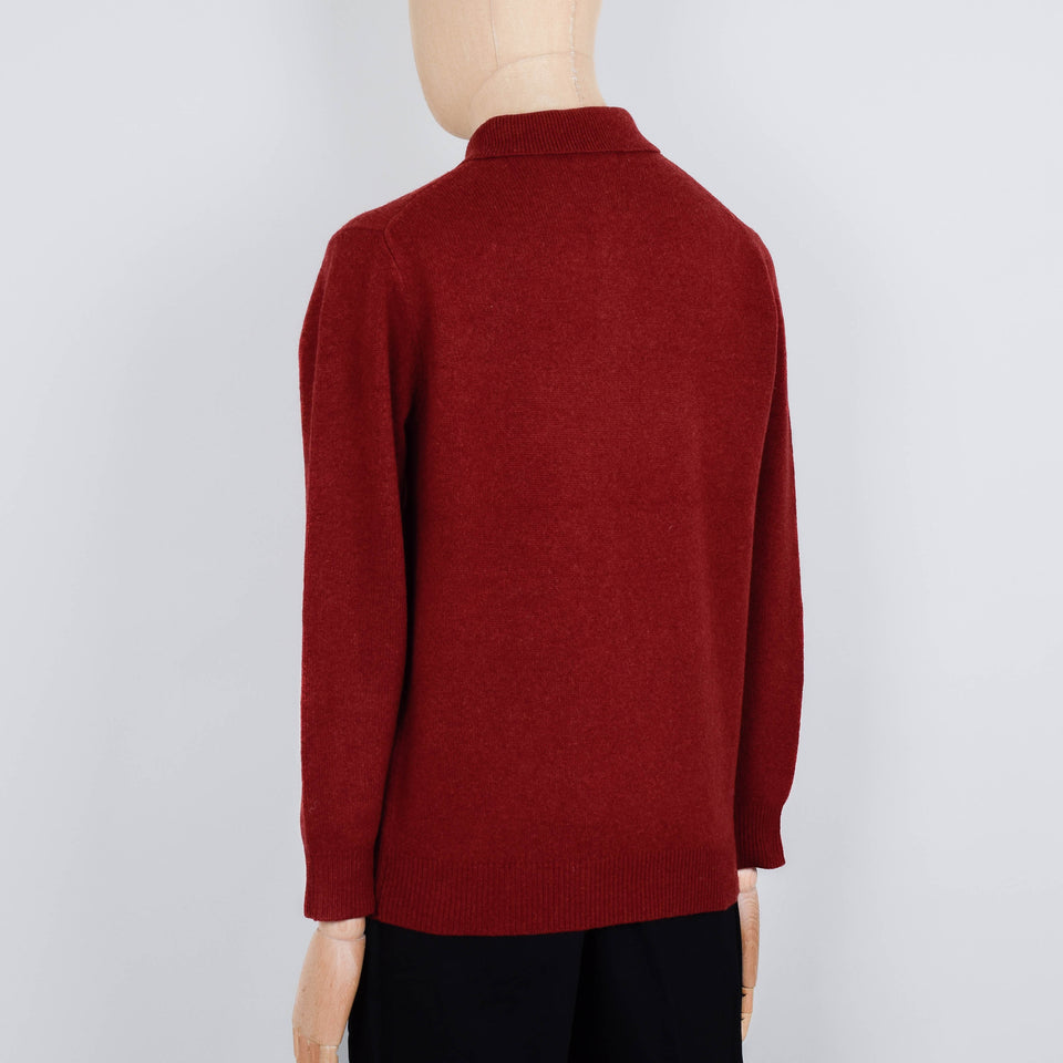 Beams Plus Knit Polo 9G - Burgundy