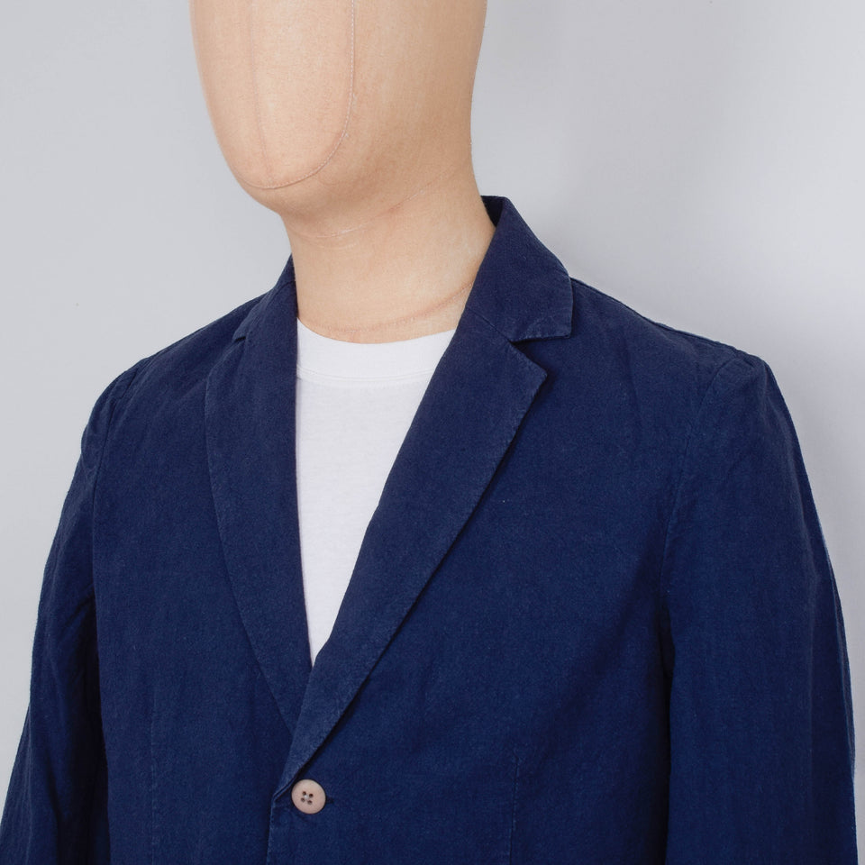 Folk Cotton Linen Blazer - Soft Navy