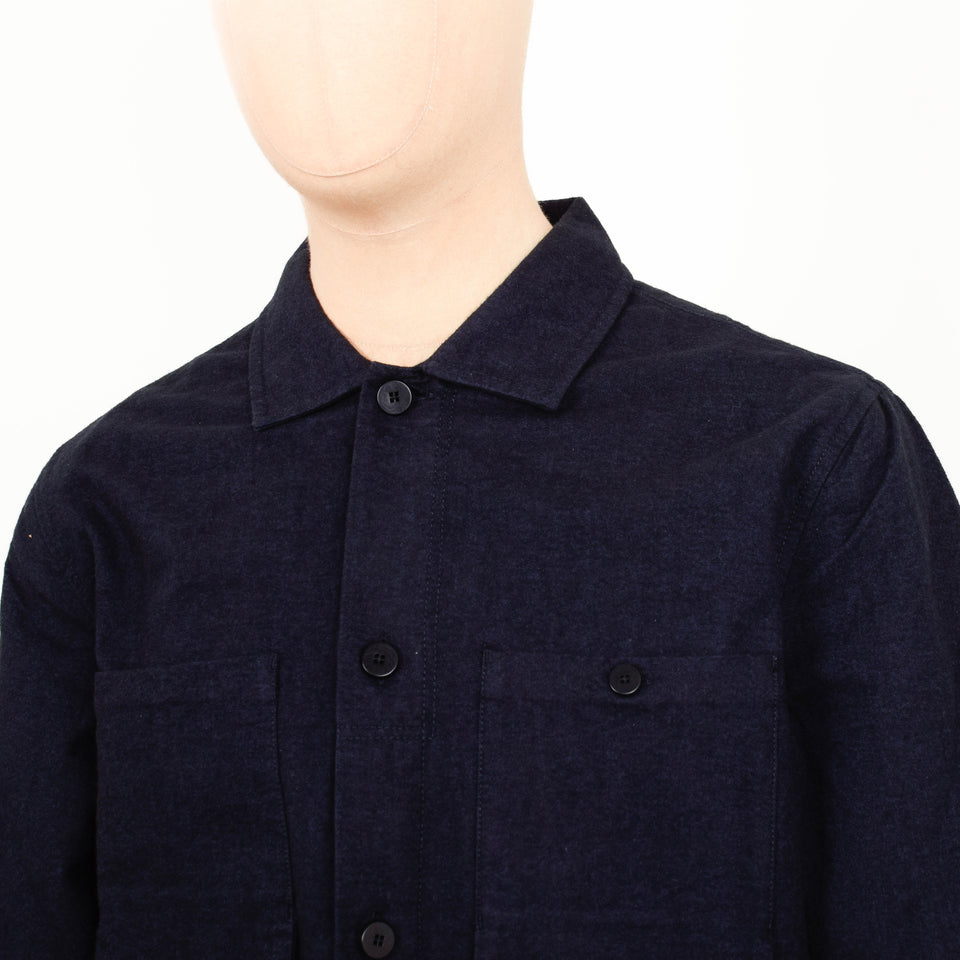 Folk Patch Overshirt - Navy Lightweight Moleskin