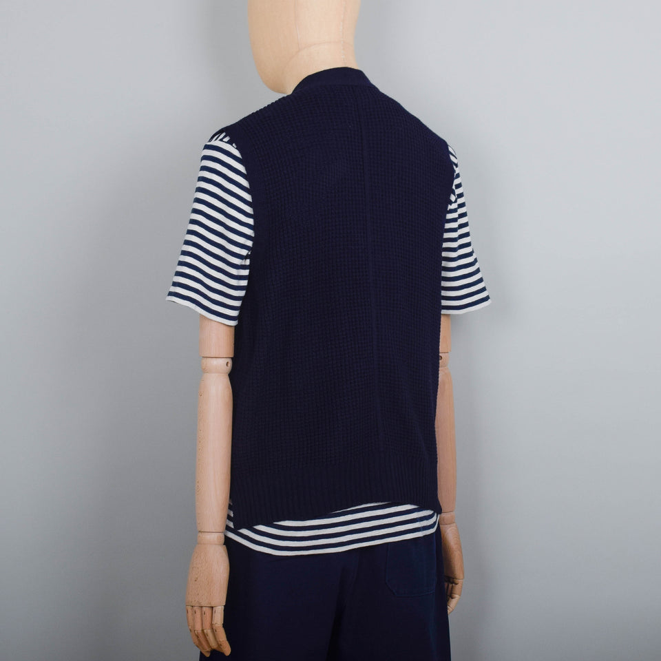 Folk Waffle Vest - Navy