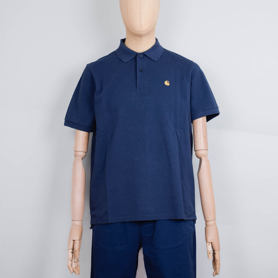 Carhartt WIP S/S Chase Pique Polo - Dusky Blue / Gold