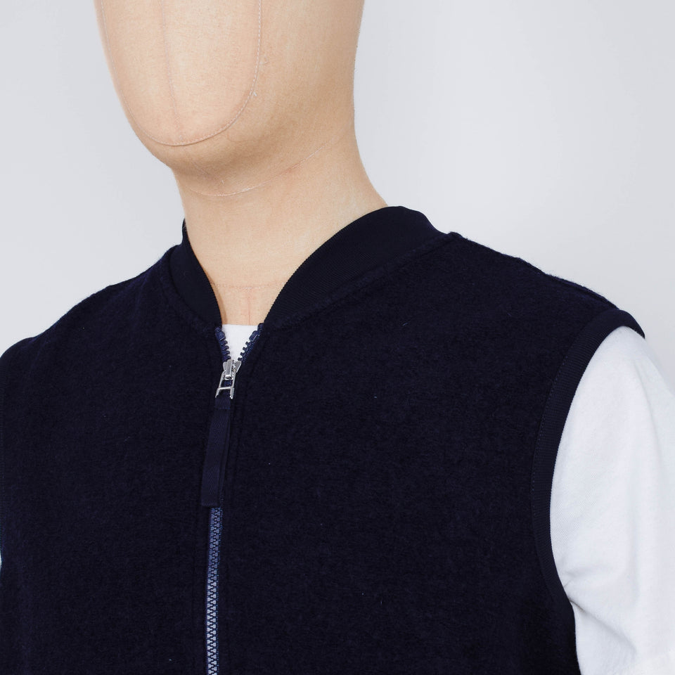 Universal Works Wool Fleece Zip Waistcoat - Navy