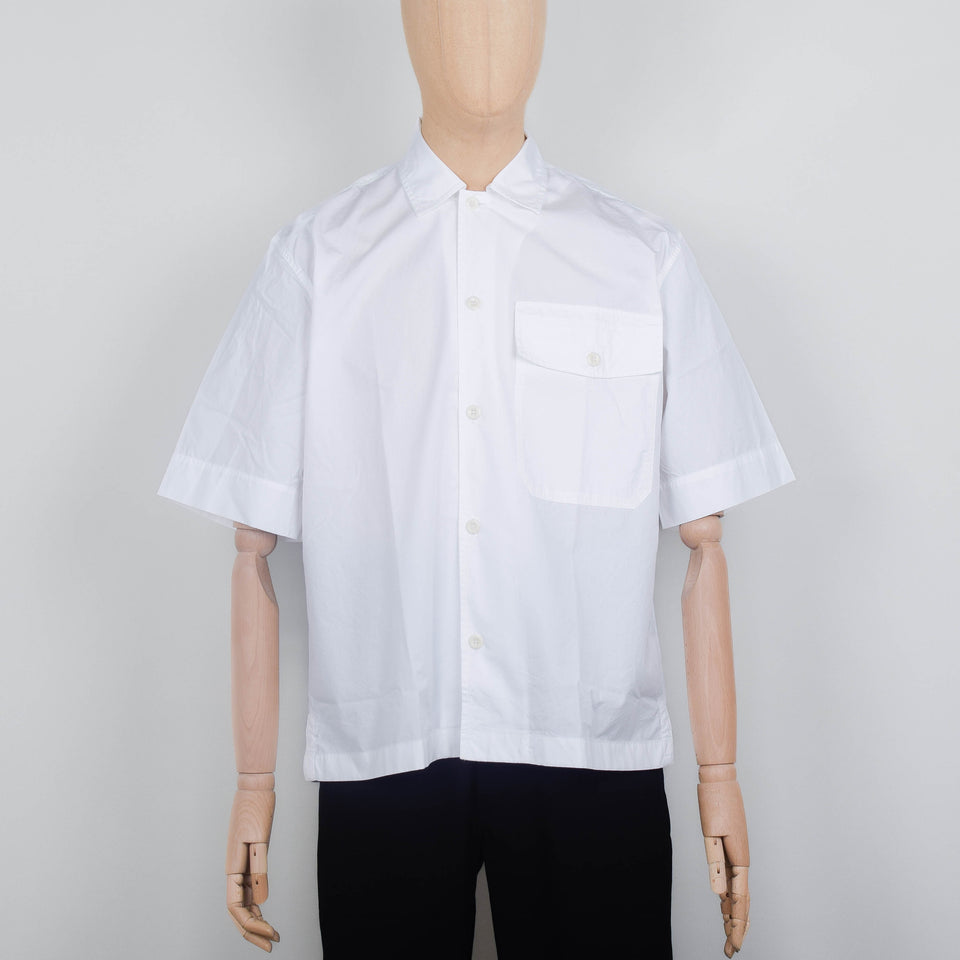 MHL S/S Flap Pocket Shirt Compact Cotton Poplin - White