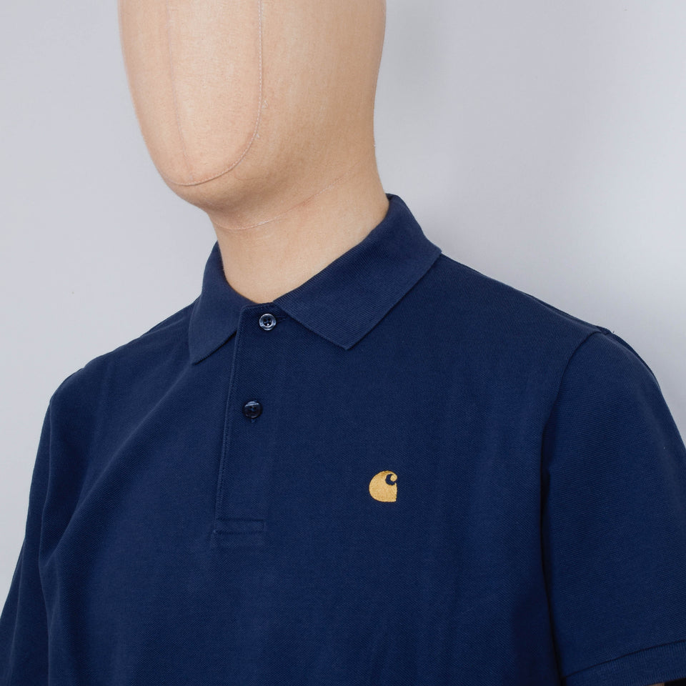 Carhartt WIP S/S Chase Pique Polo - Dusky Blue / Gold