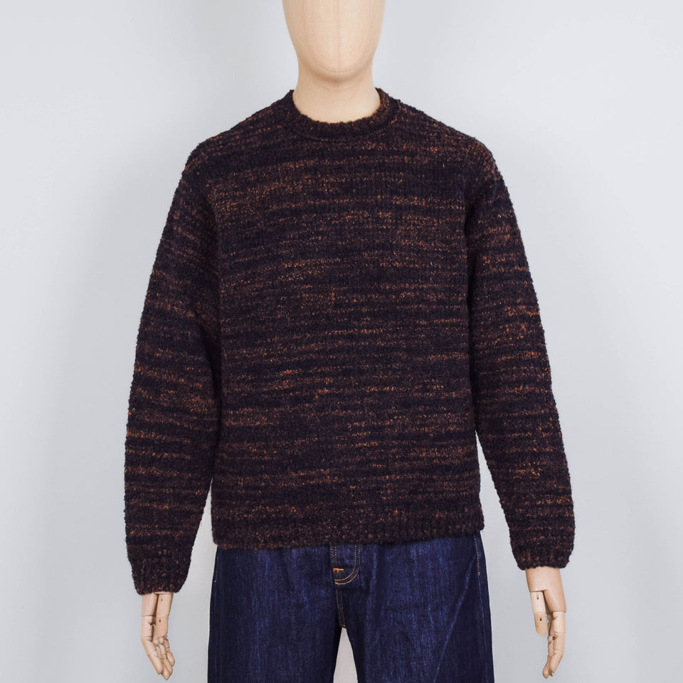 Nudie Jeans Gurra Boucle Sweater - Navy / Orange