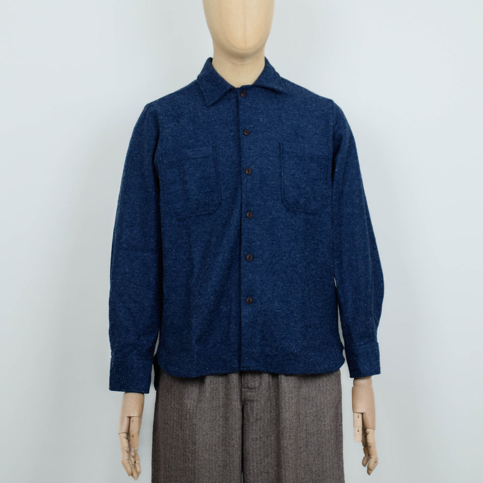 Universal Works Work Shirt Dam Marl - Navy