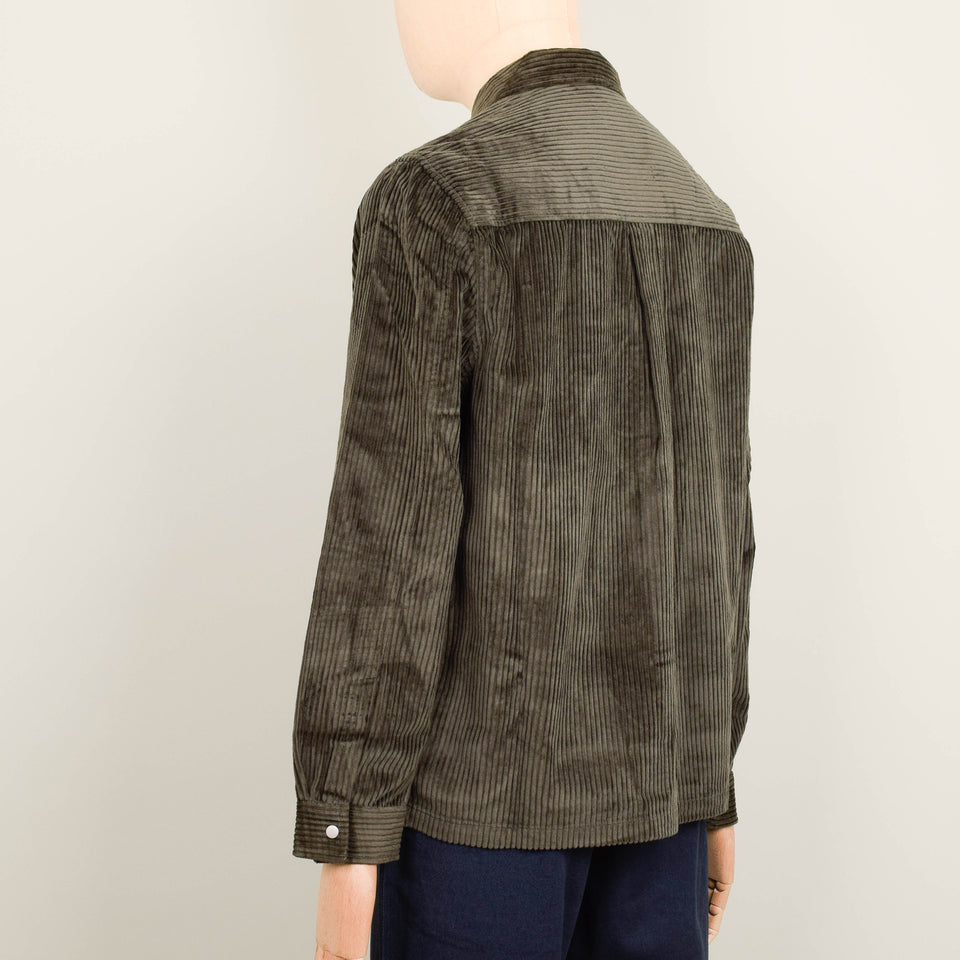 Folk Patch Overshirt - Deep Sage Chunky Cord