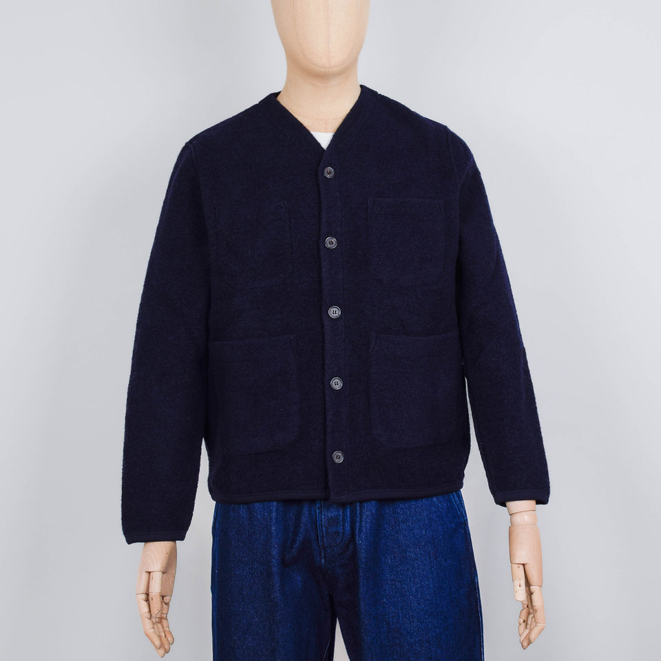 Universal Works Wool Fleece Cardigan - Navy