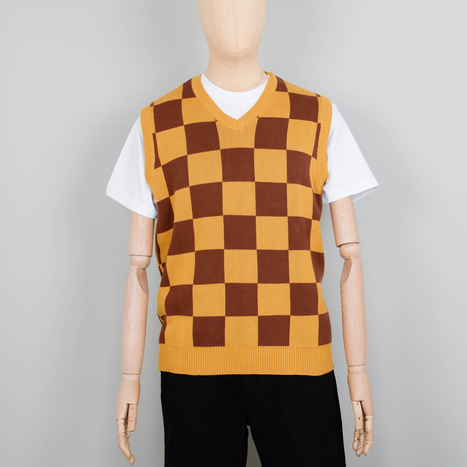 Service Works Checkerboard Knitted Vest - Pecan