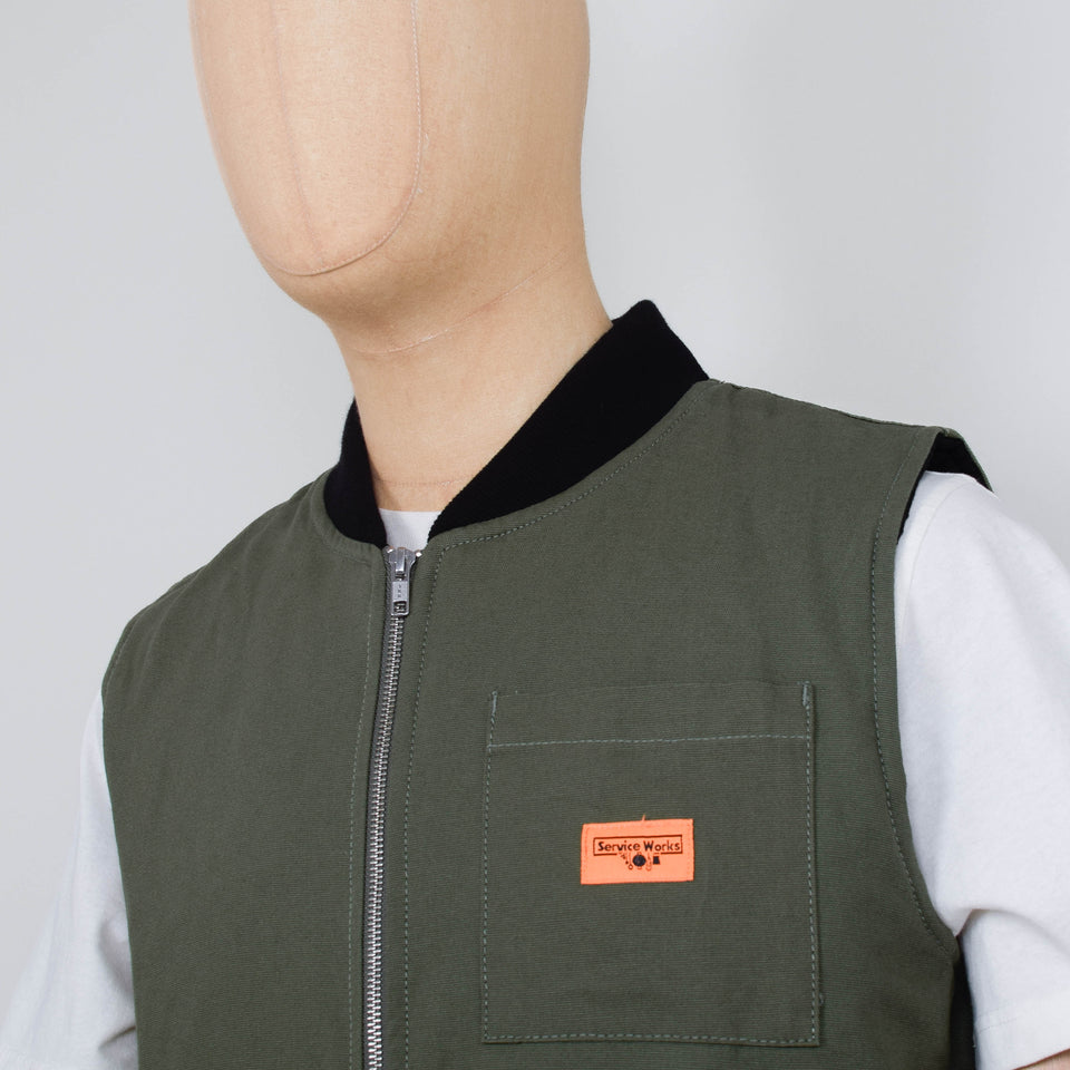 Service Works Padded Work Vest Jacket - Olive