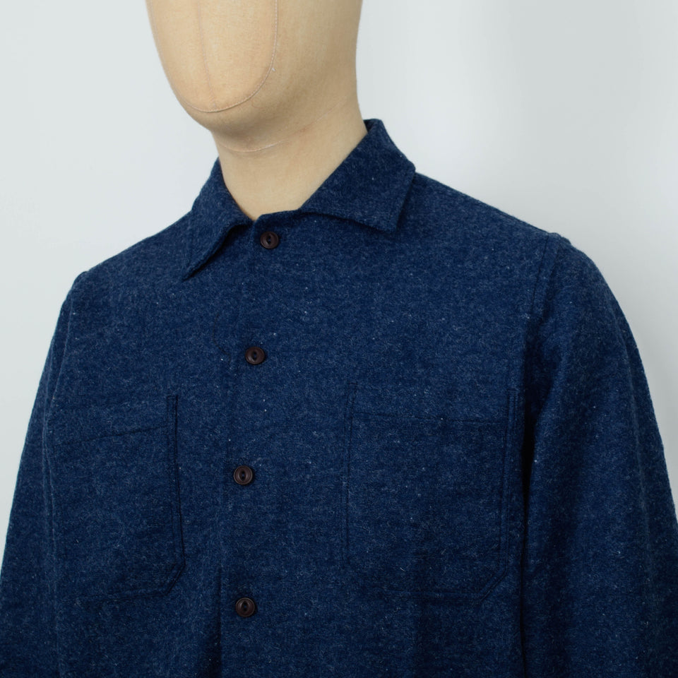 Universal Works Work Shirt Dam Marl - Navy
