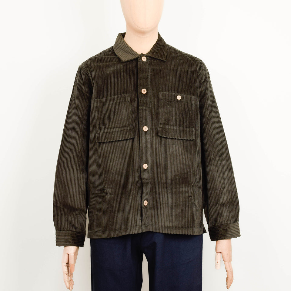 Folk Patch Overshirt - Deep Sage Chunky Cord