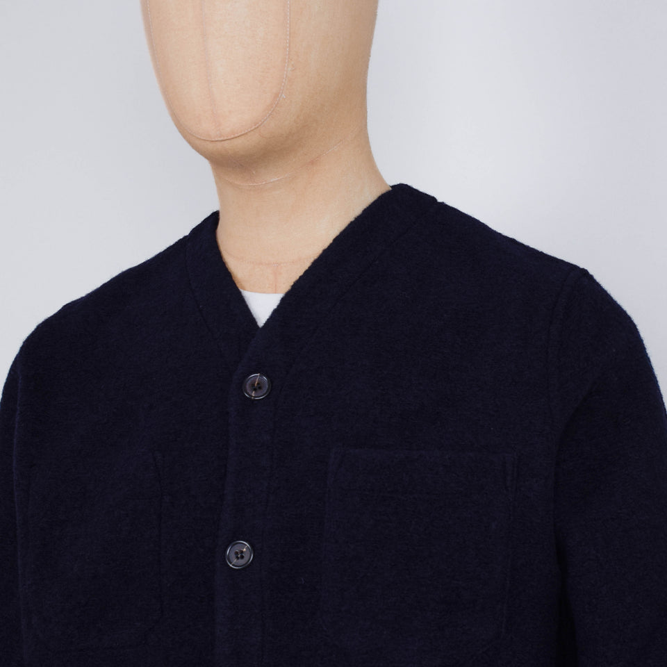 Universal Works Wool Fleece Cardigan - Navy