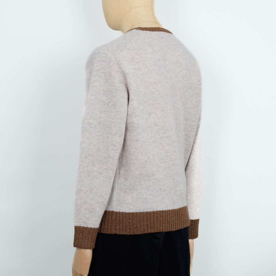 Beams Plus Intarsia Knit Crew - Beige