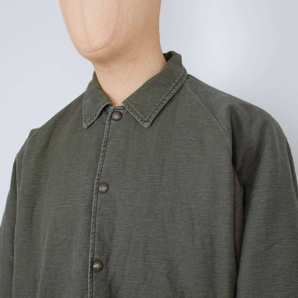 OrSlow Vintage Washed Coach Jacket with Fleece Lining - Dark Olive