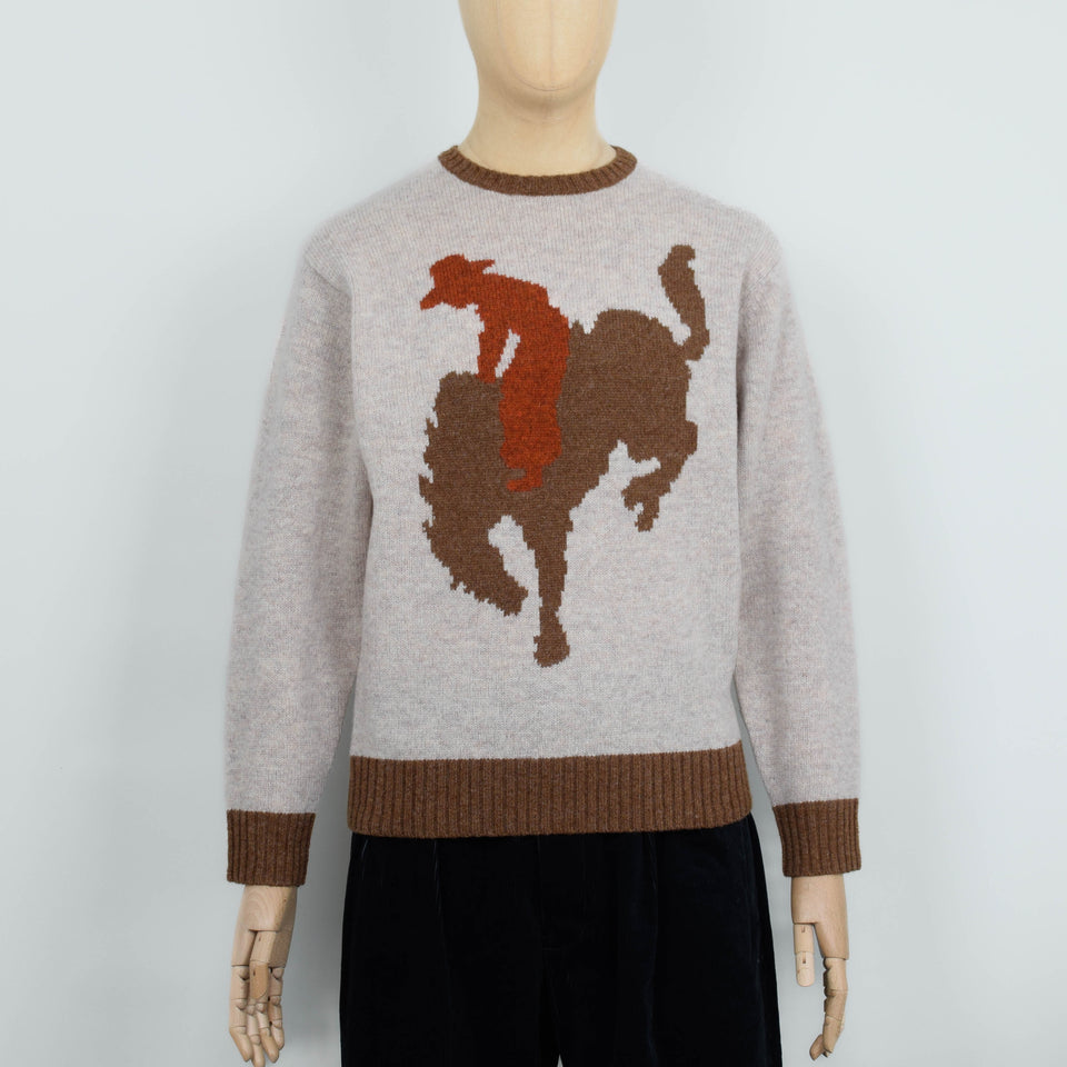Beams Plus Intarsia Knit Crew - Beige