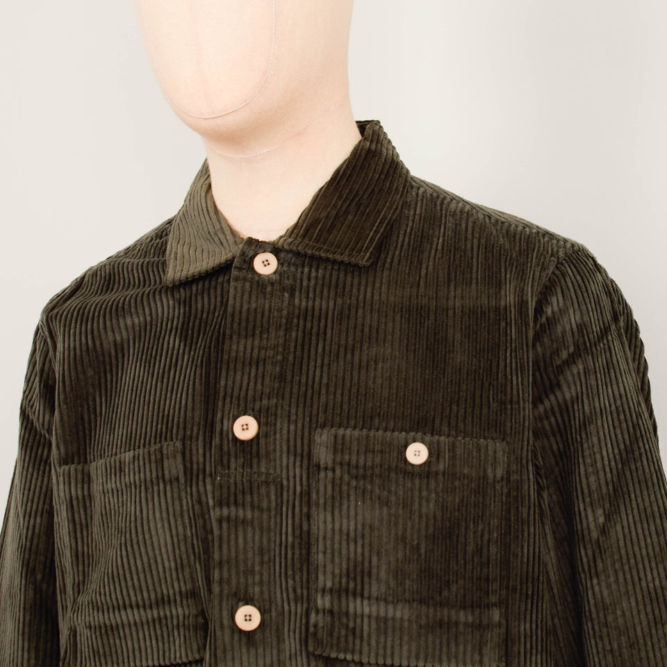 Folk Patch Overshirt - Deep Sage Chunky Cord