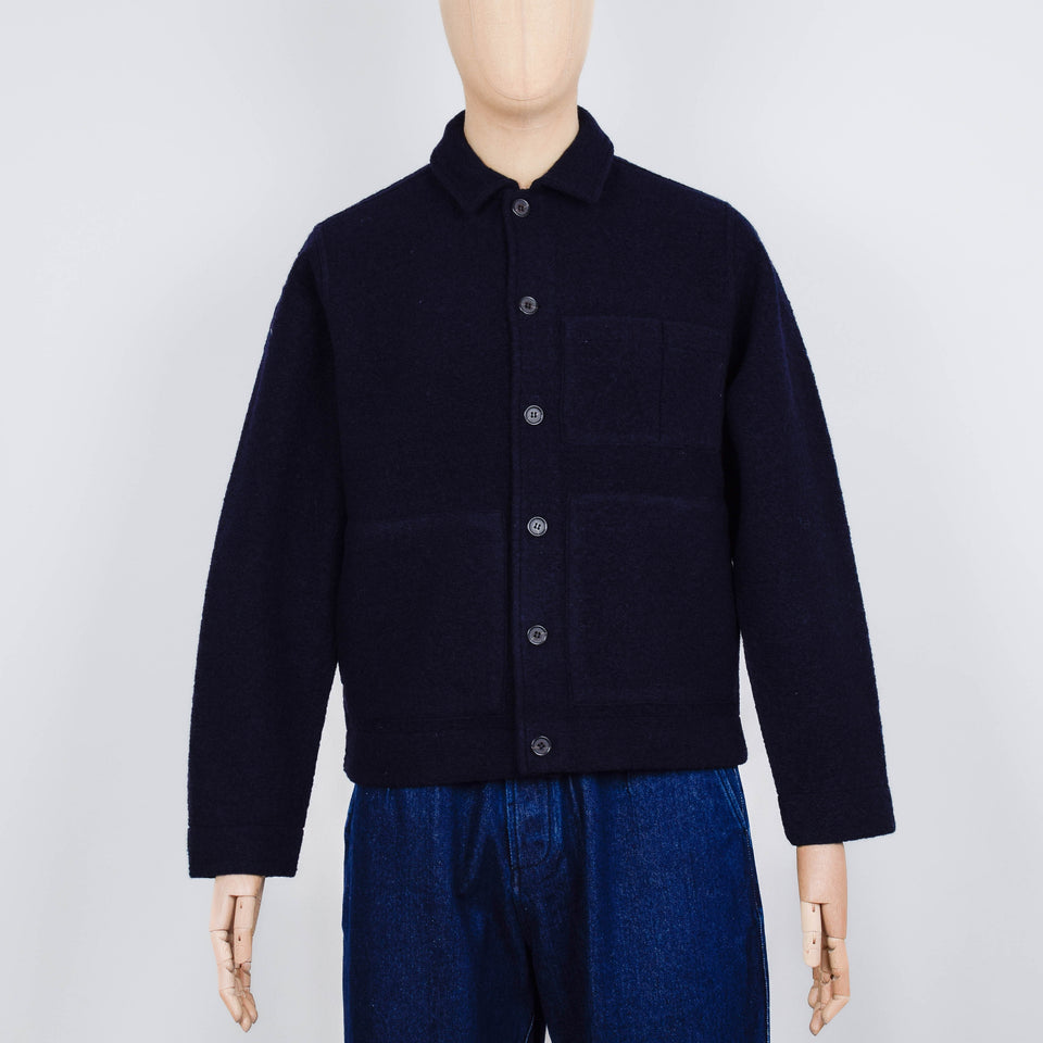 Universal Works Uniform Jacket Wool Fleece - Navy