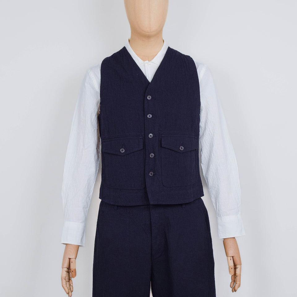Universal Works Field Waistcoat Ospina Cotton - Dark Navy