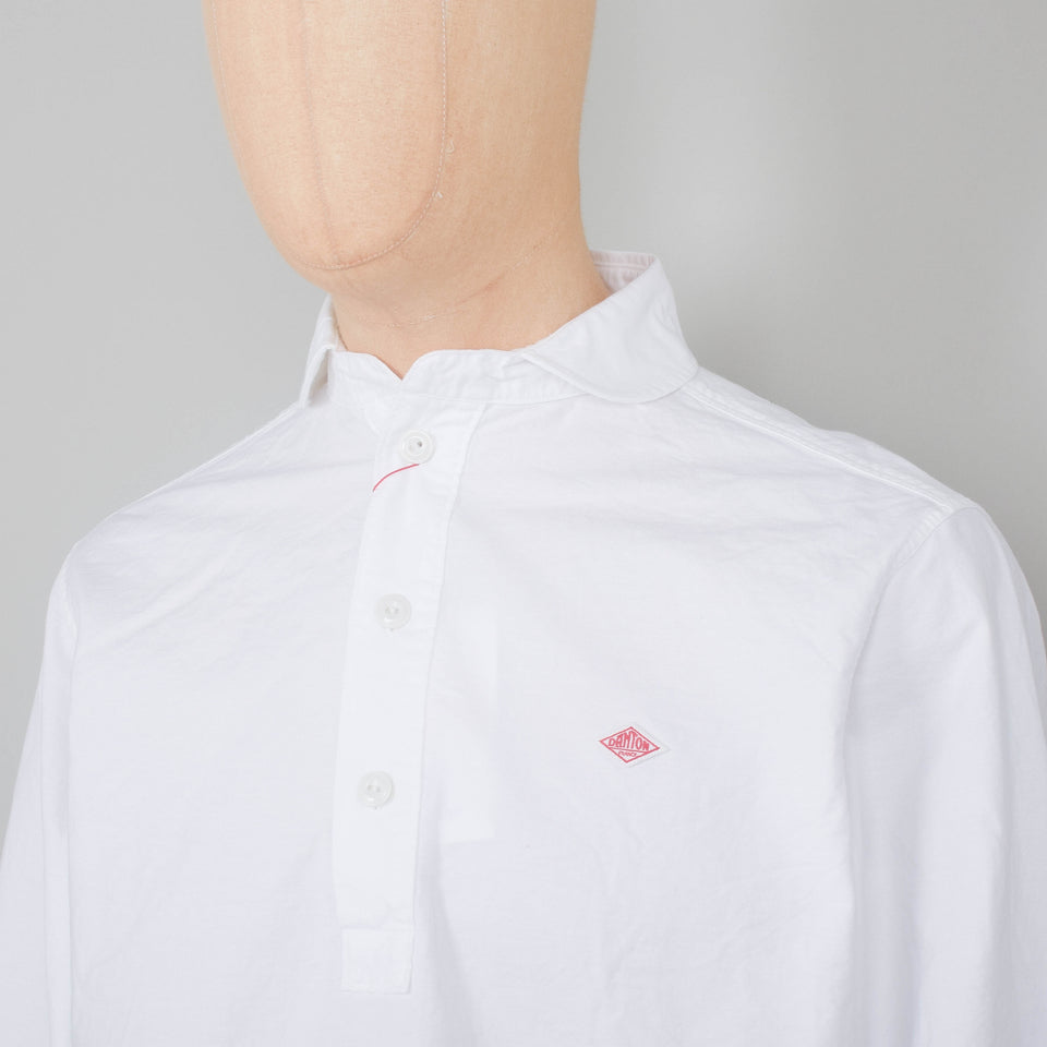 Danton Round Collar P.O Shirt L/S - White