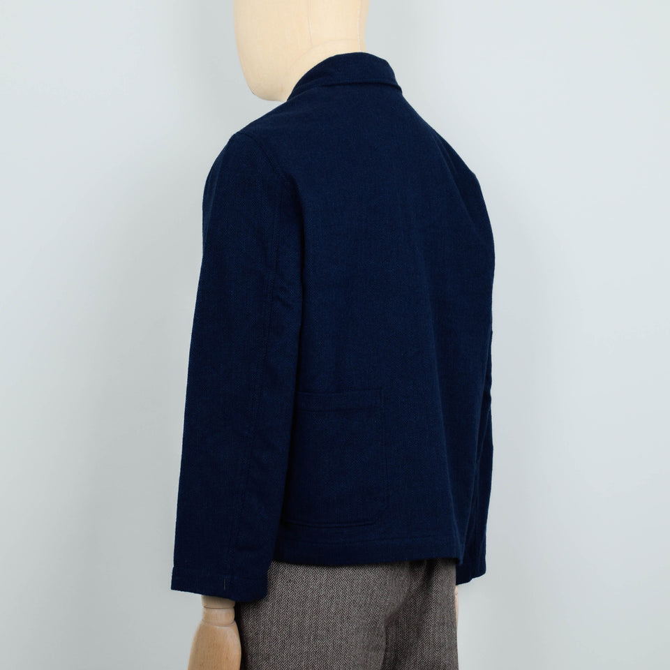 Universal Works Ives Jacket Wool Herringbone - Navy