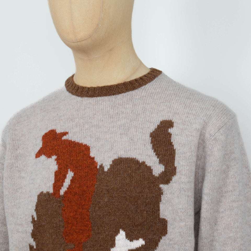 Beams Plus Intarsia Knit Crew - Beige