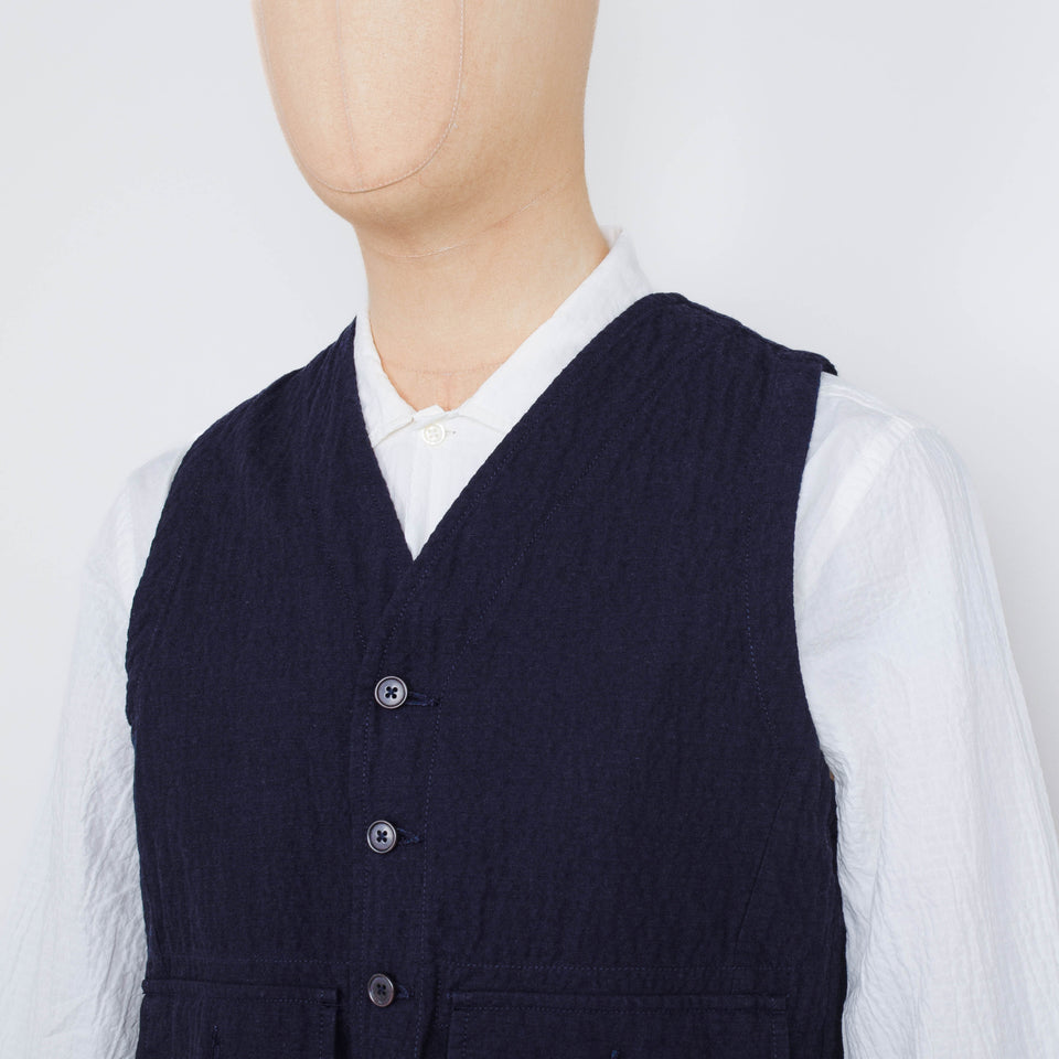 Universal Works Field Waistcoat Ospina Cotton - Dark Navy