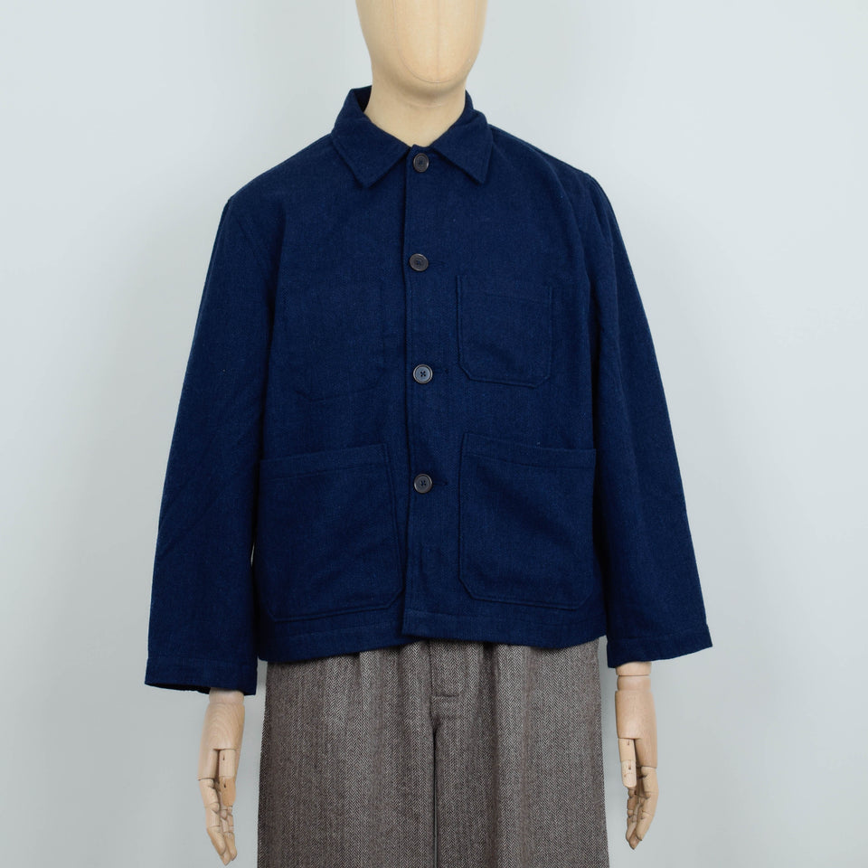 Universal Works Ives Jacket Wool Herringbone - Navy