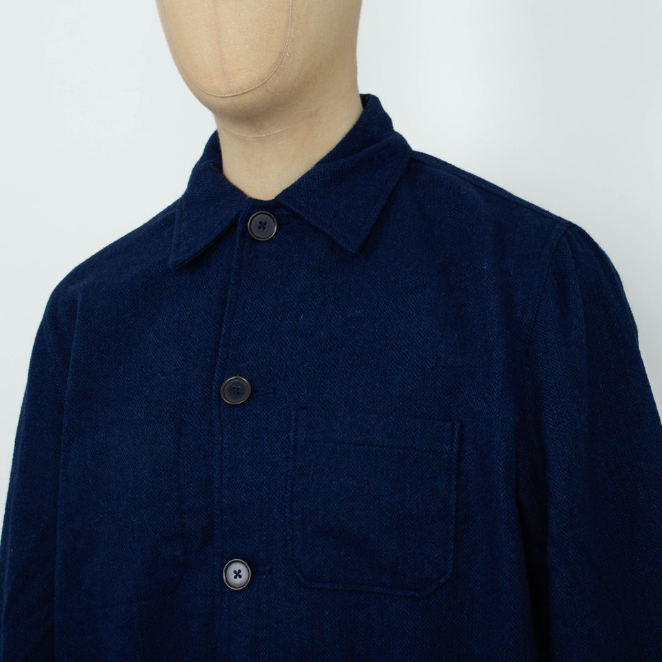Universal Works Ives Jacket Wool Herringbone - Navy