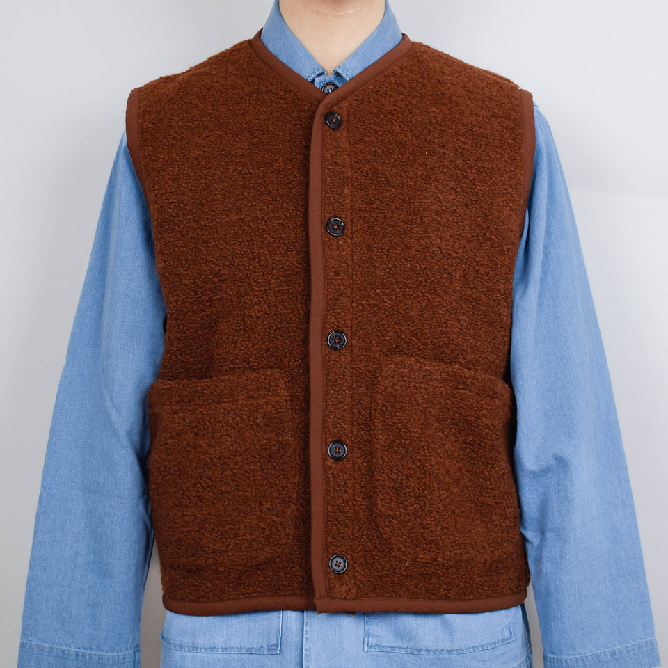 Universal Works Lancaster Gilet Alvar Fleece - Brown