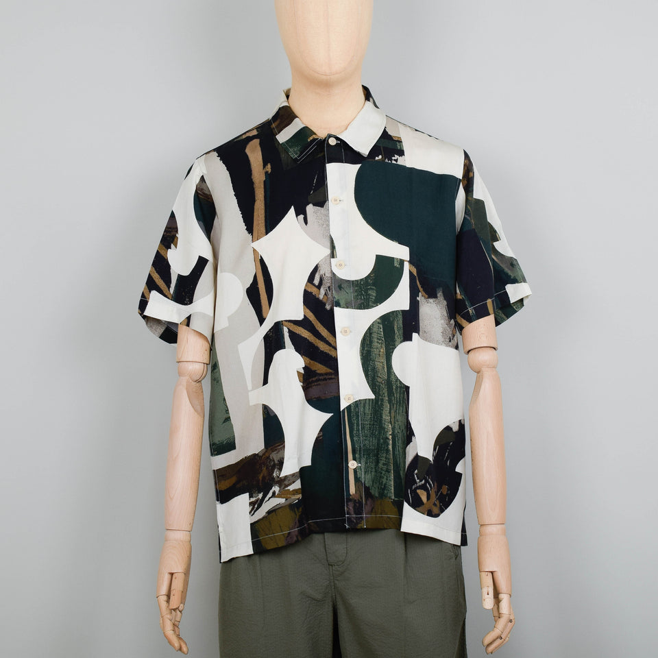 Folk Gabe Shirt - Cutout Print Olive Multi