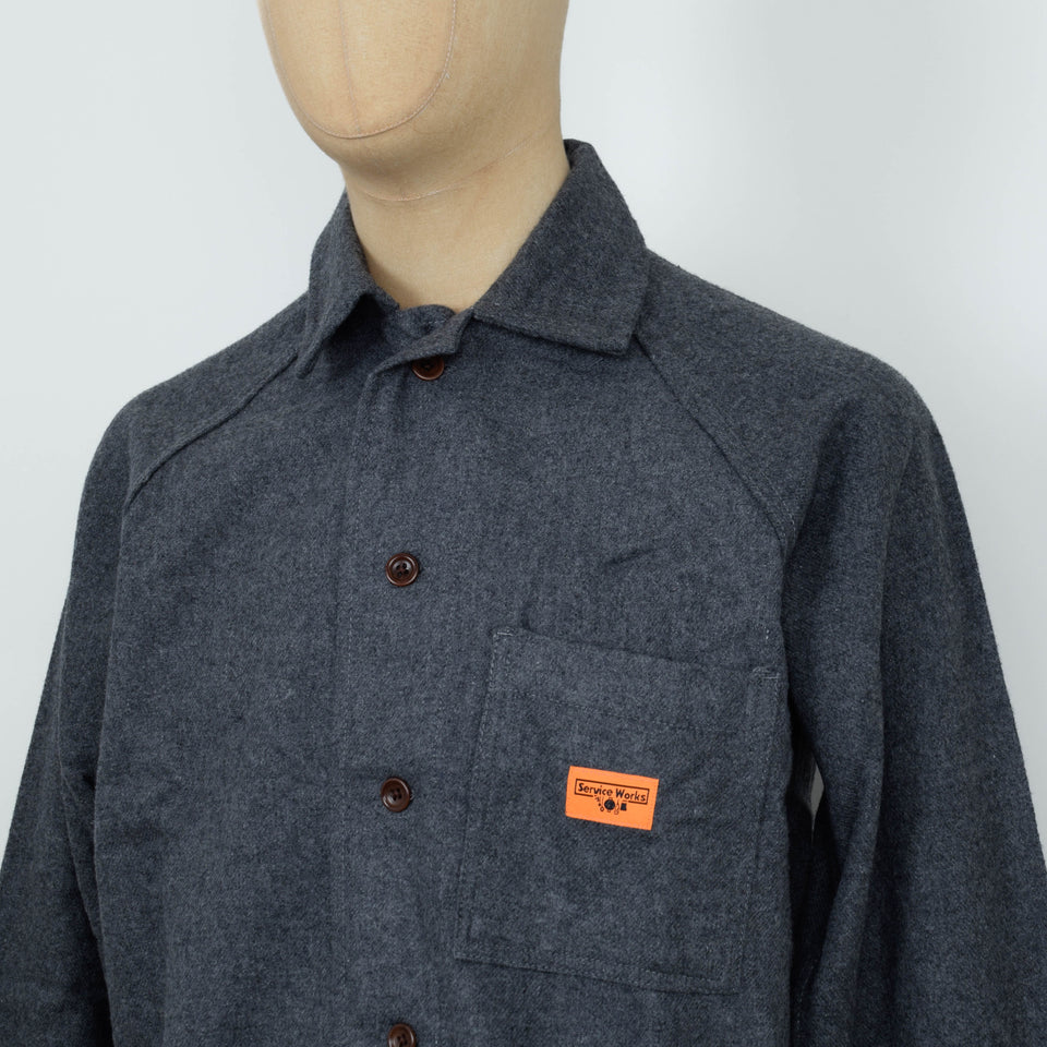 Service Works Flannel FOH Overshirt - Charcoal